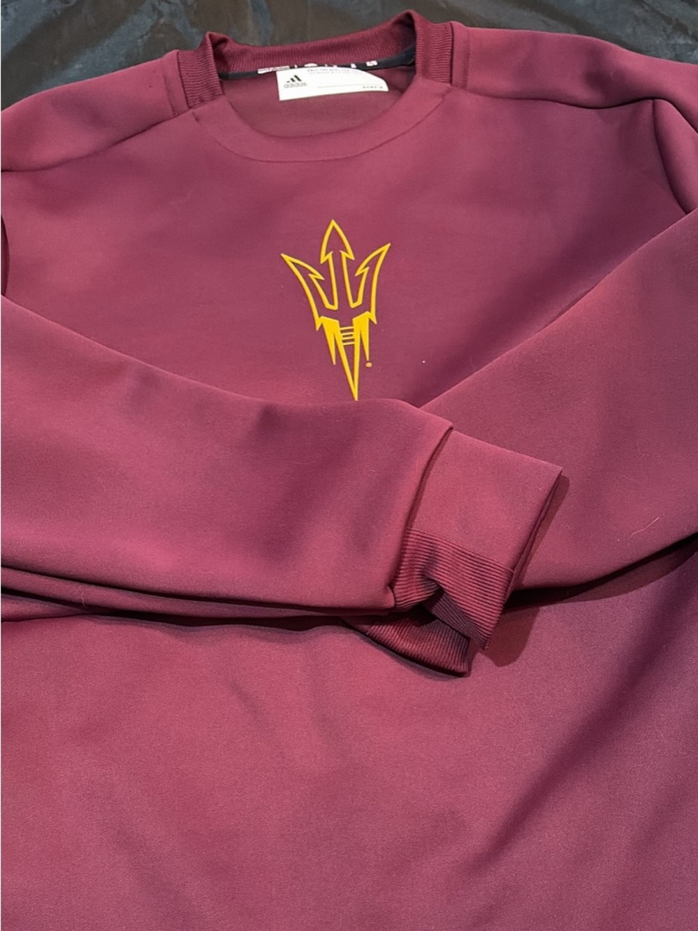 adidas ASU Maroon Crewneck with Gold Trident Logo